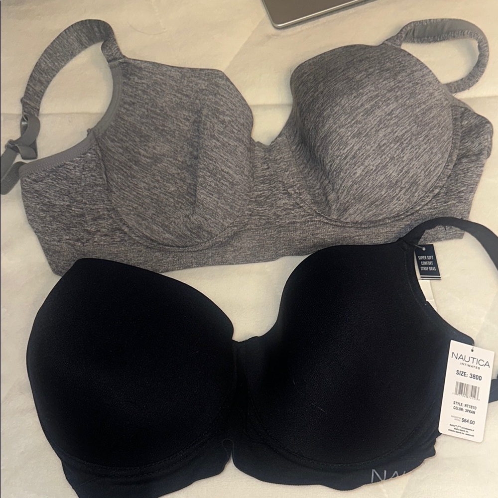 BRAND NEW STILL WITH TAGS Nautica Women's Gray and Black Bra Set 38DD